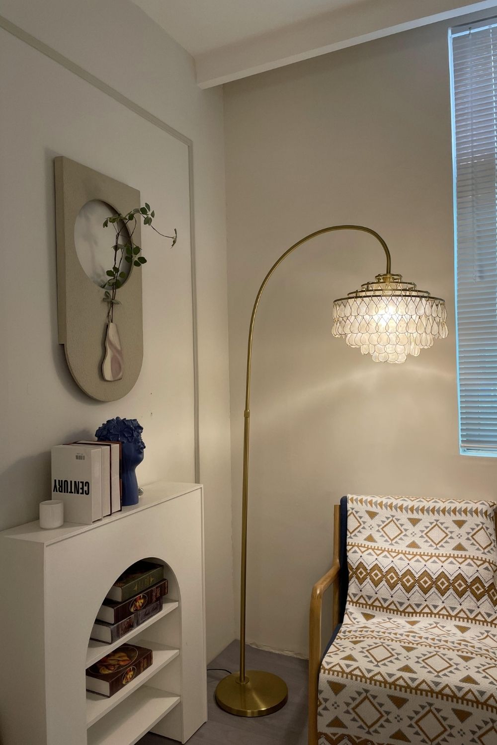 Teardrops Capiz Arc Floor Lamp - view 38 | everlamps