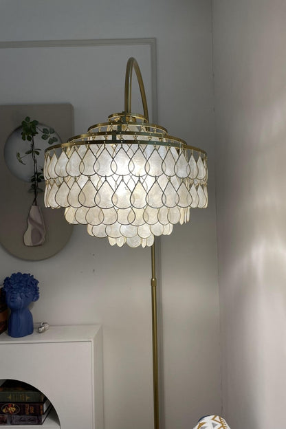 Teardrops Capiz Arc Floor Lamp - view 40 | everlamps