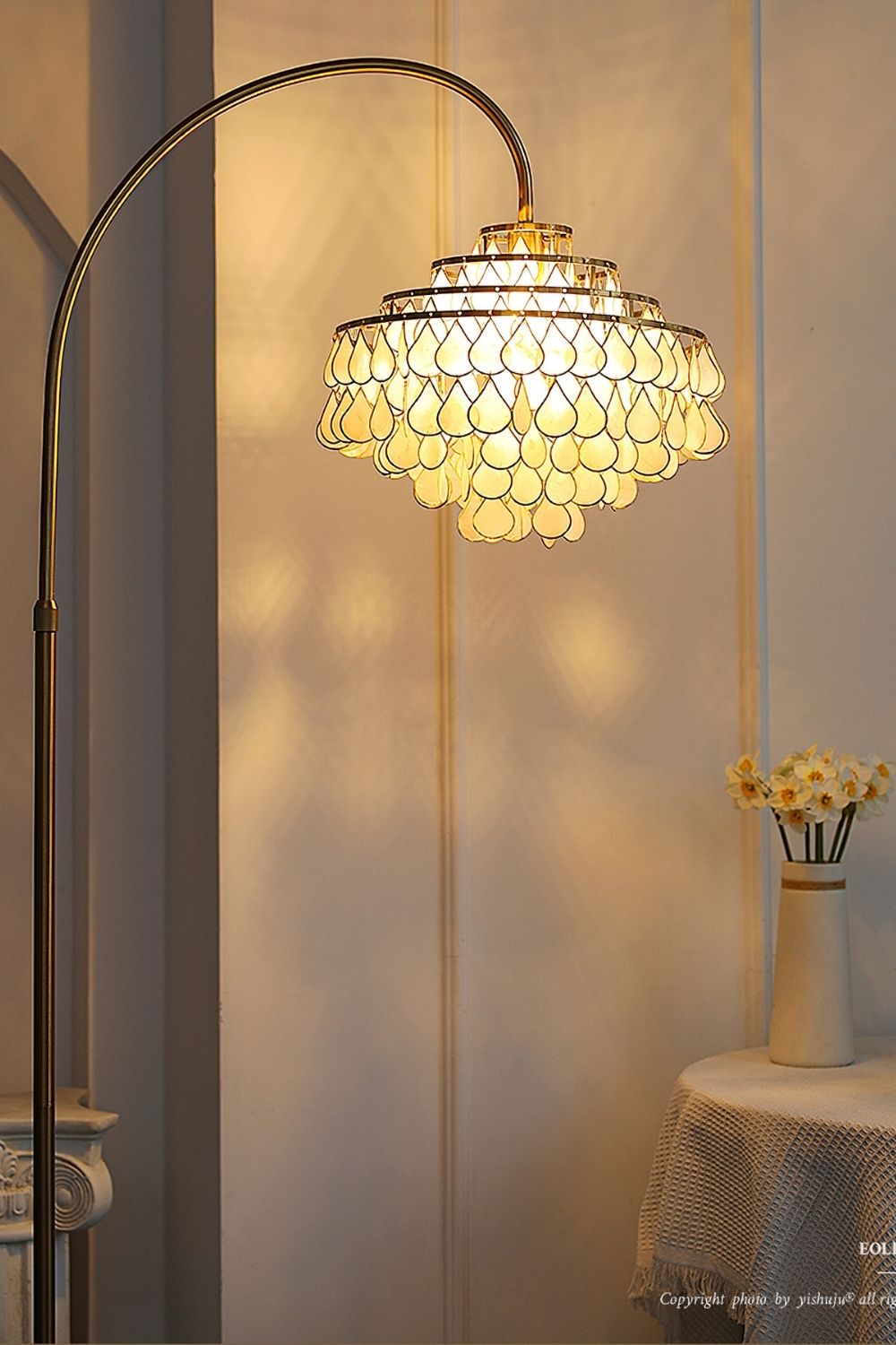 Teardrops Capiz Arc Floor Lamp - view 9 | everlamps