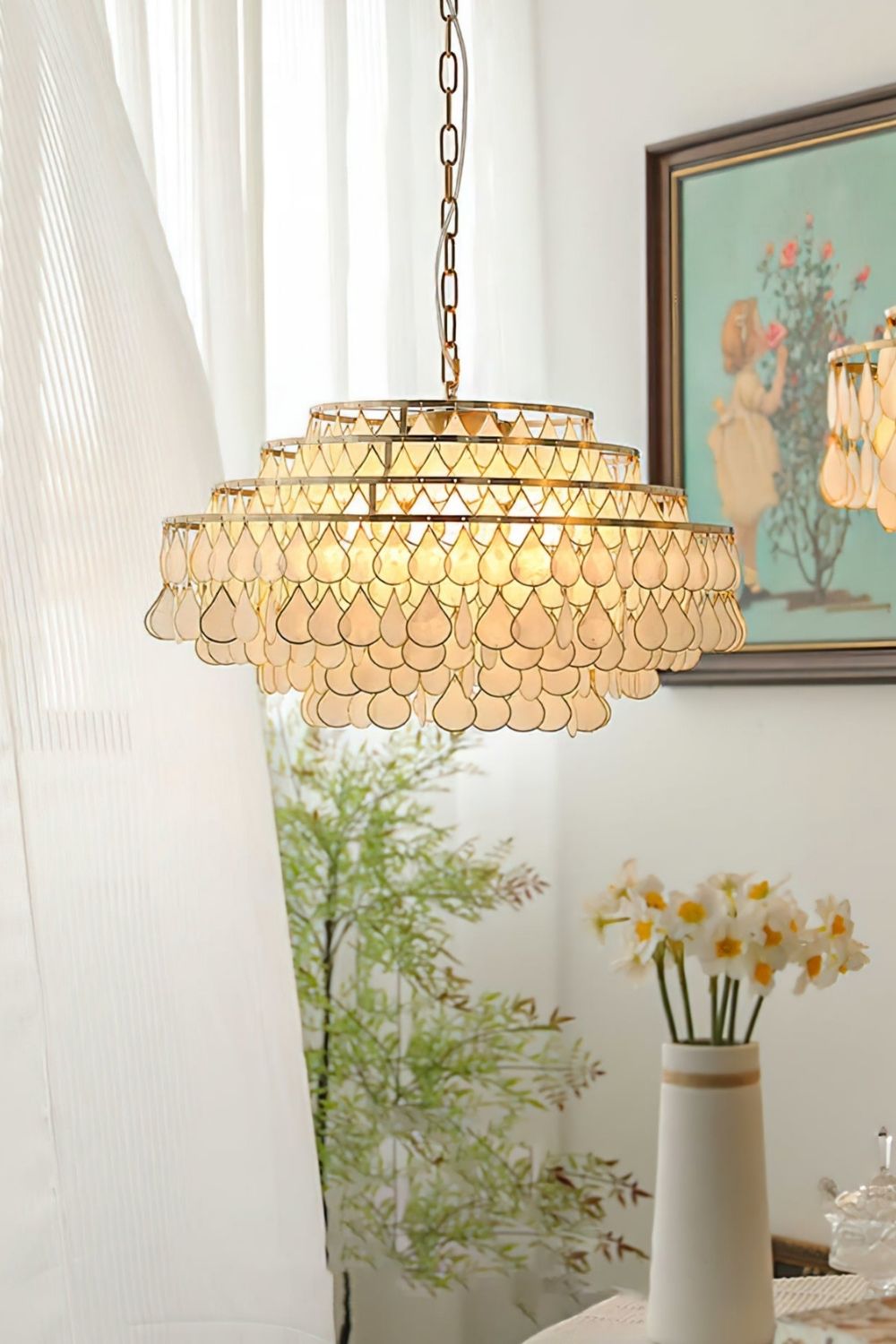 Teardrops Capiz Chandelier - view 2 | everlamps