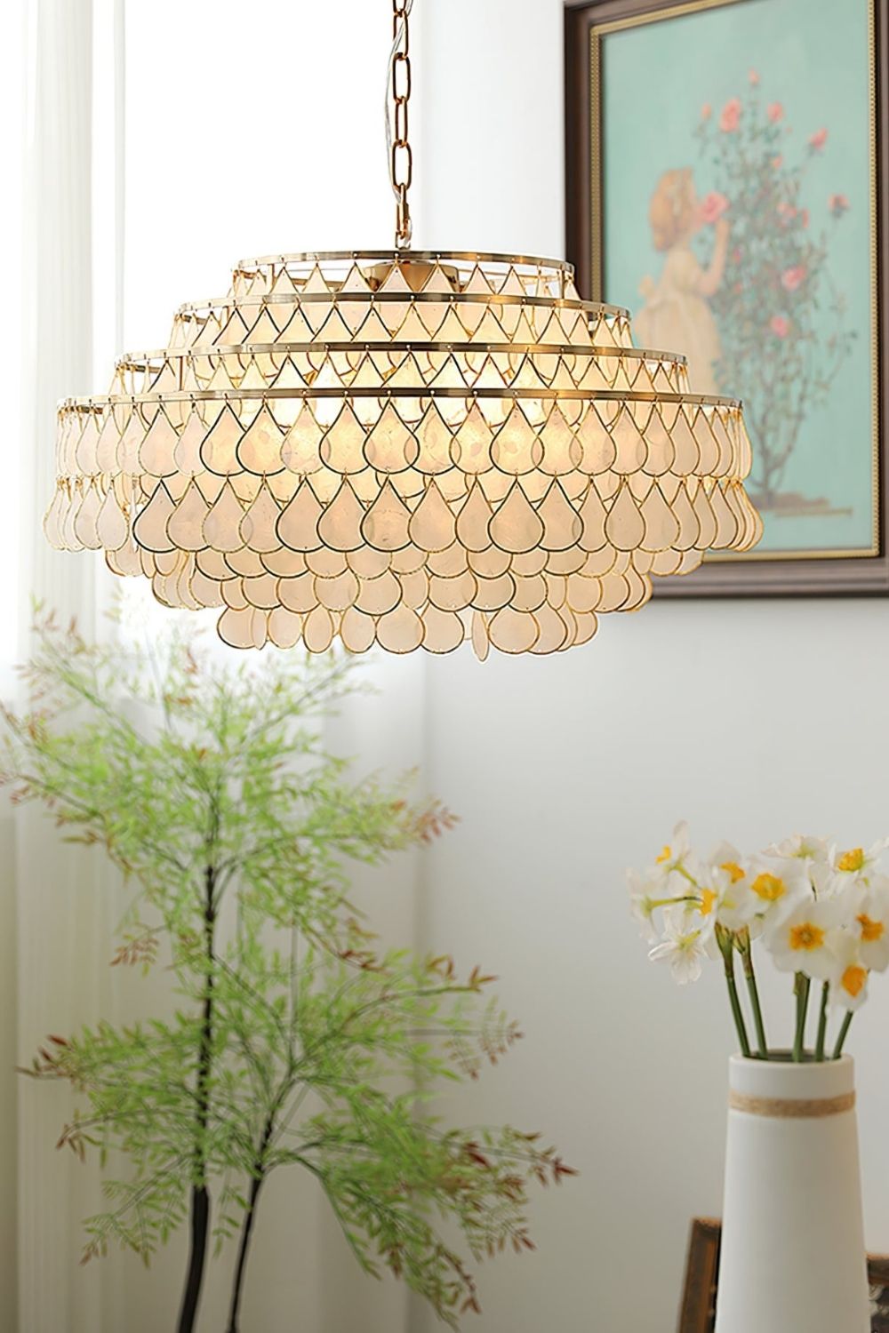 Teardrops Capiz Chandelier - view 9 | everlamps