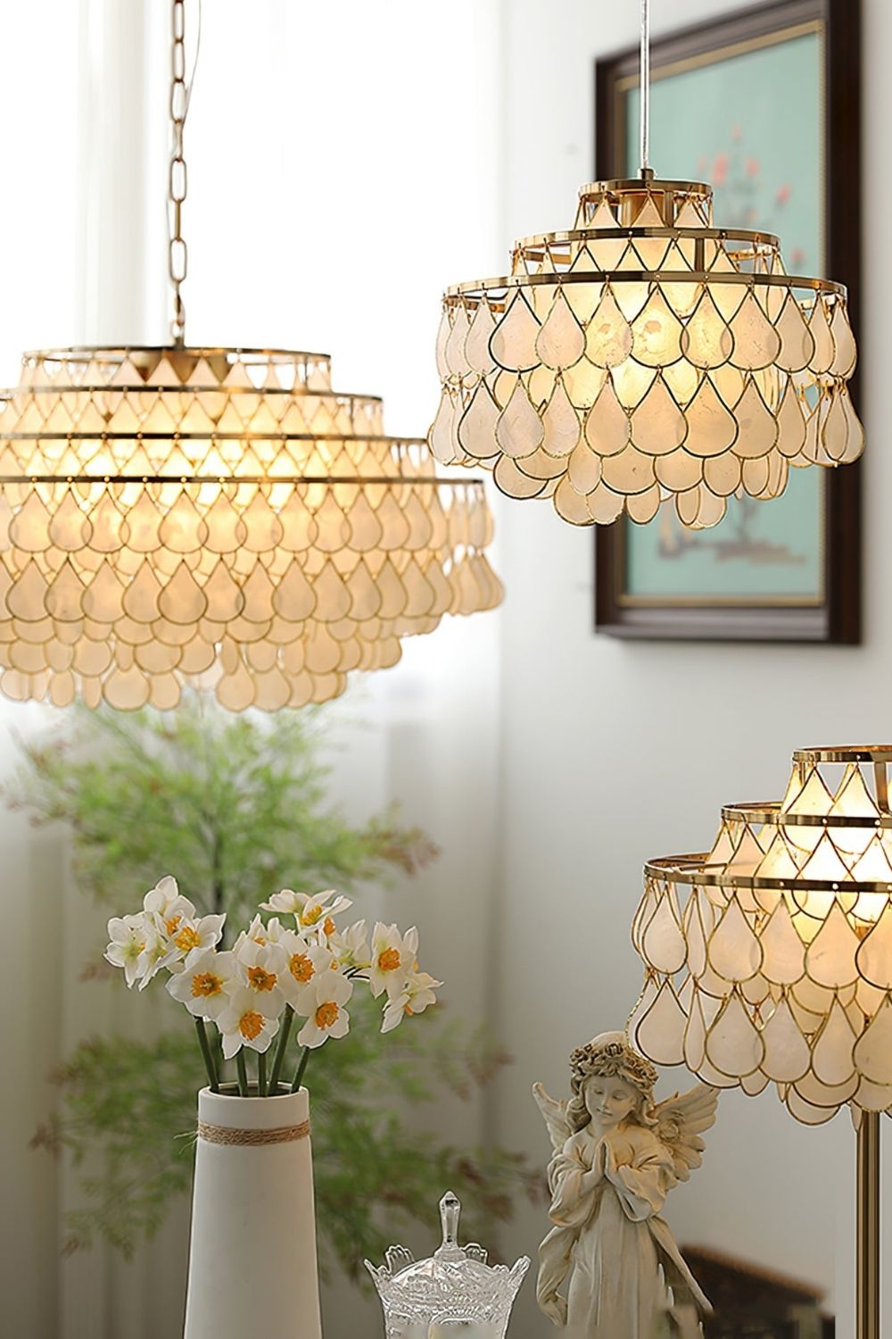Teardrops Capiz Chandelier - view 10 | everlamps