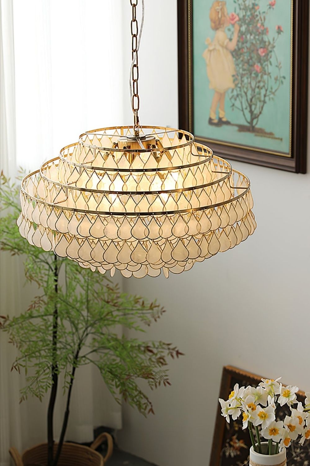 Teardrops Capiz Chandelier - view 5 | everlamps