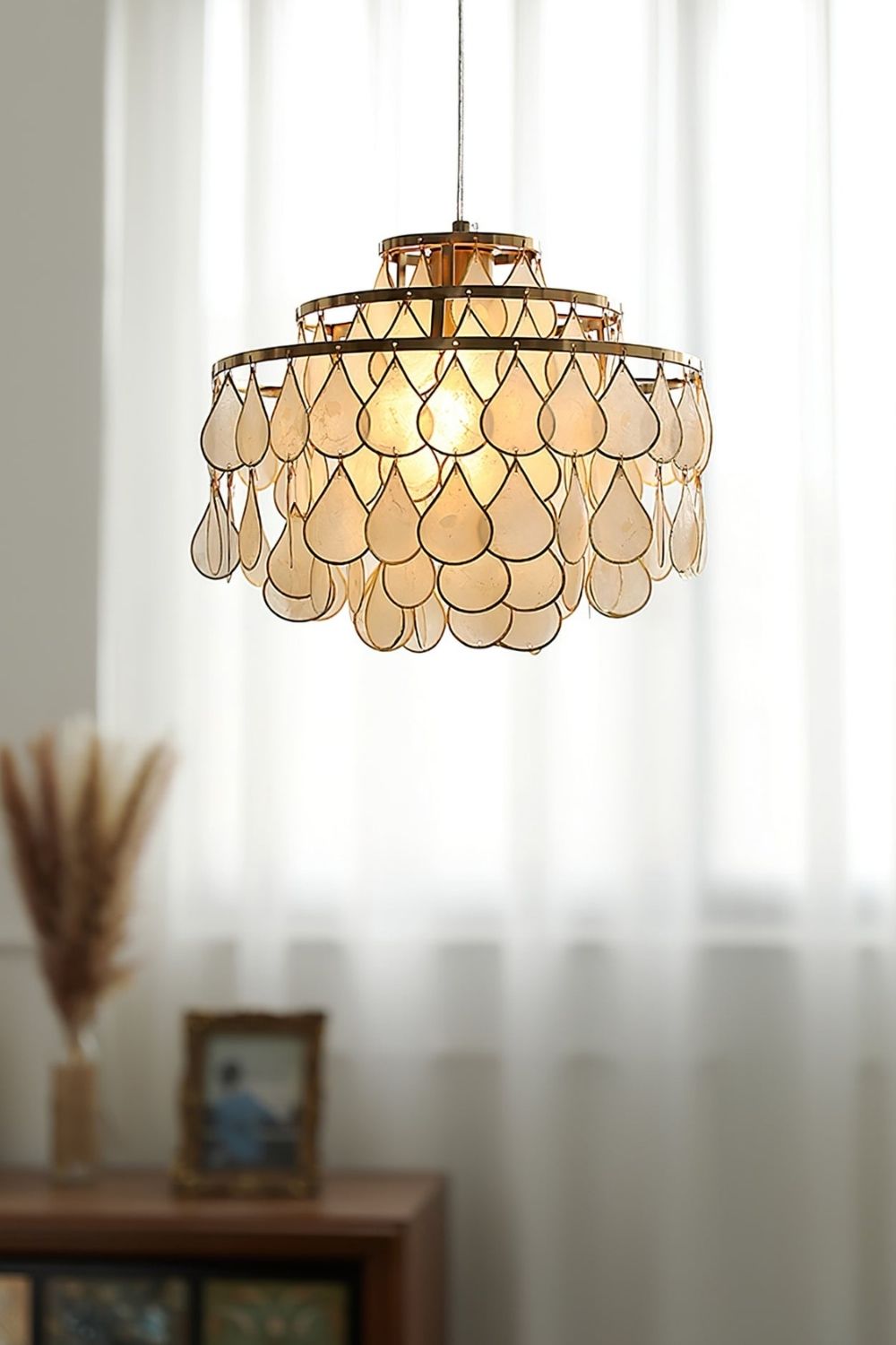 Teardrops Capiz Chandelier - view 3 | everlamps