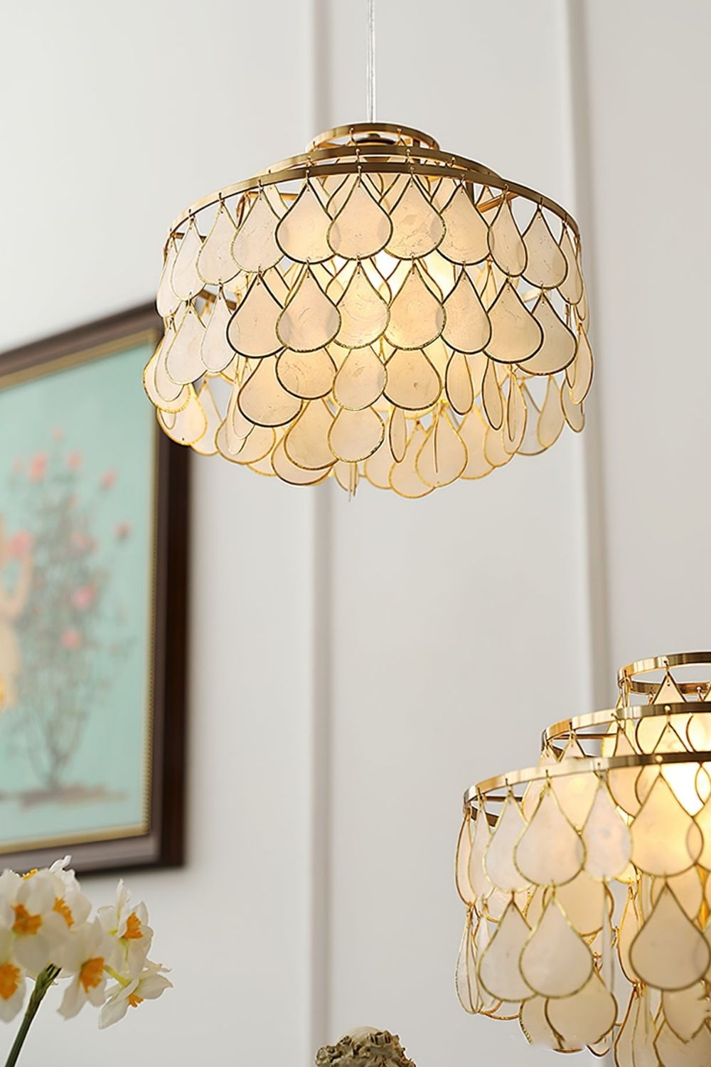Teardrops Capiz Chandelier - view 4 | everlamps