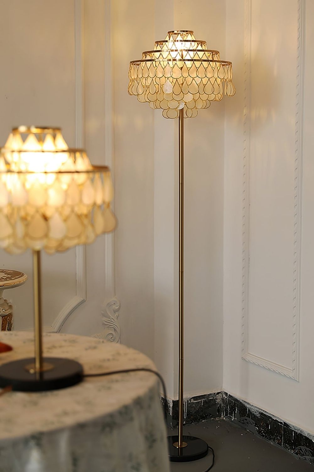 Teardrops Capiz Floor Lamp - view 4 | everlamps