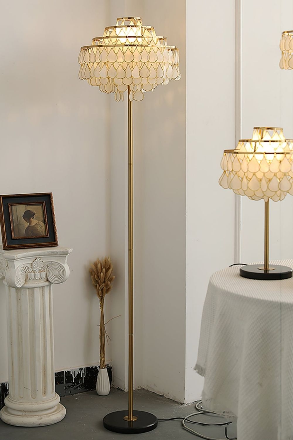 Teardrops Capiz Floor Lamp - view 2 | everlamps