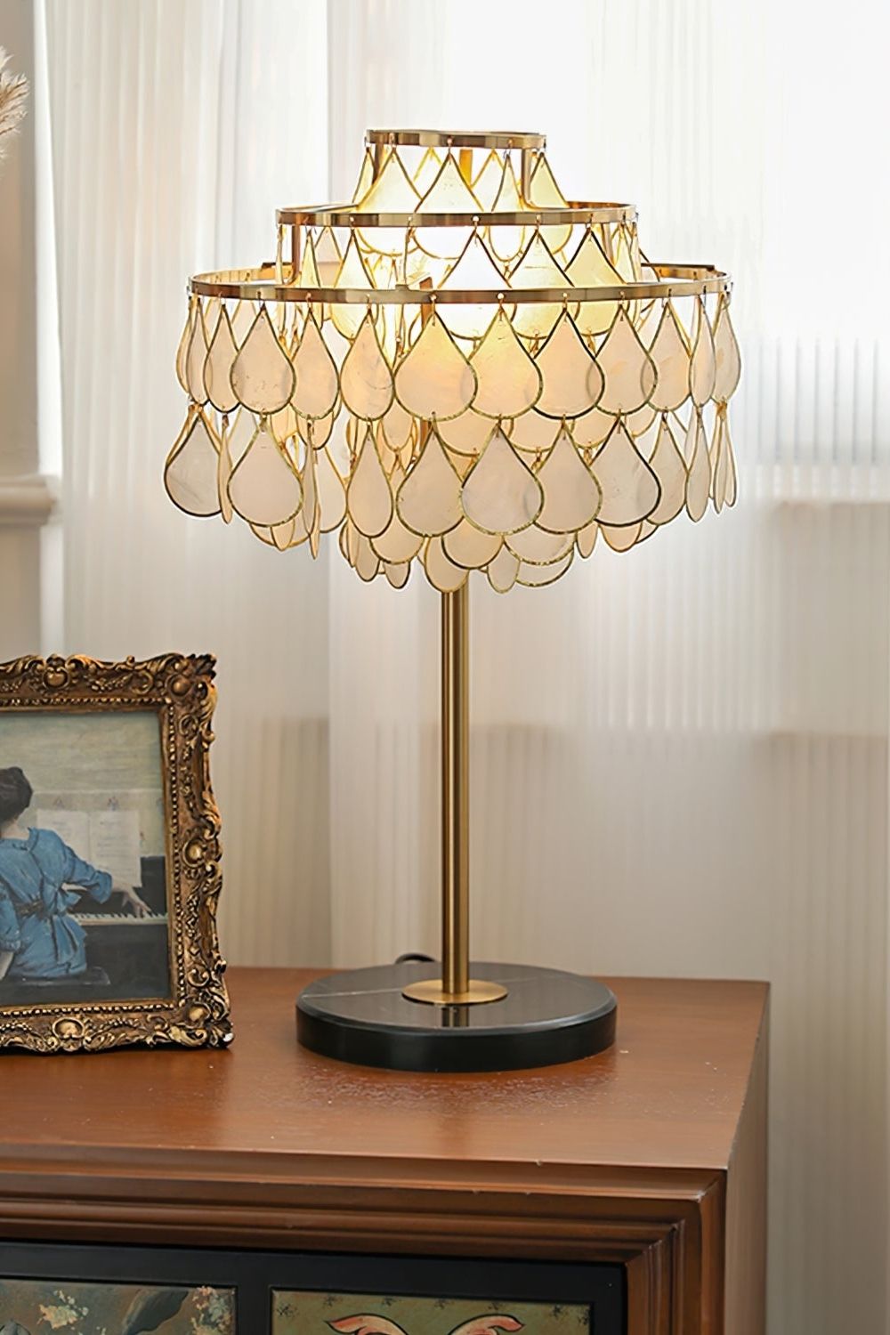 Teardrops Capiz Table Lamp - view 5 | everlamps