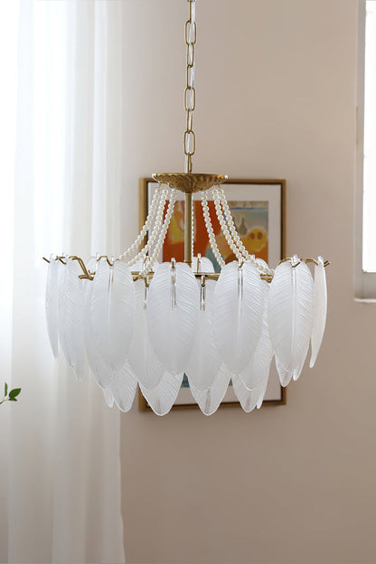 Texture Glass Leaf Chandelier - everlamps
