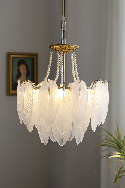 Texture Glass Leaf Chandelier - everlamps