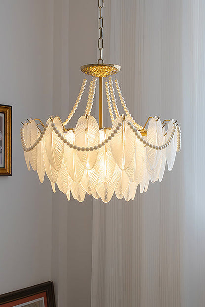 Texture Glass Leaf Chandelier - everlamps
