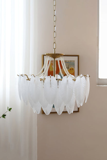 Texture Glass Leaf Chandelier - everlamps