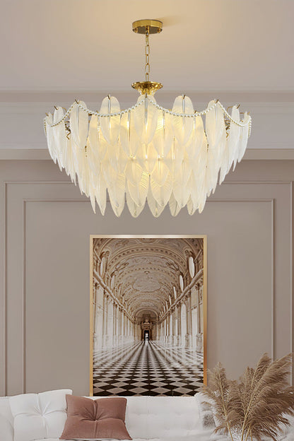 Texture Glass Leaf Chandelier - everlamps