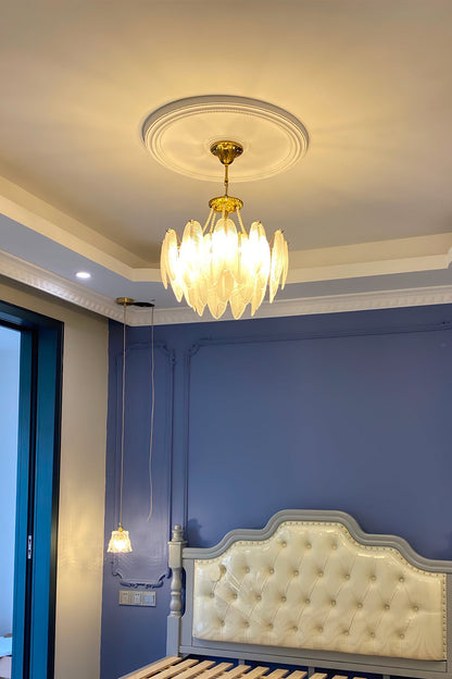 Texture Glass Leaf Chandelier - everlamps