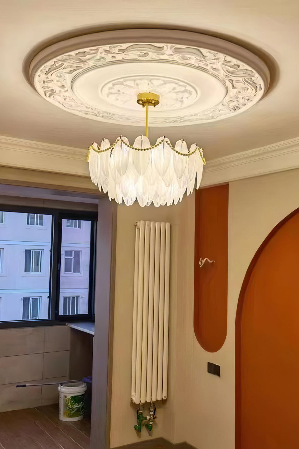 Texture Glass Leaf Chandelier - everlamps