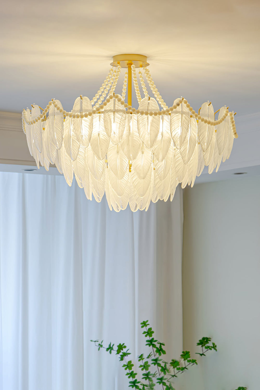 Texture Glass Leaf Chandelier - everlamps
