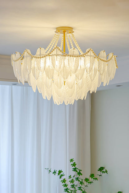 Texture Glass Leaf Chandelier - everlamps