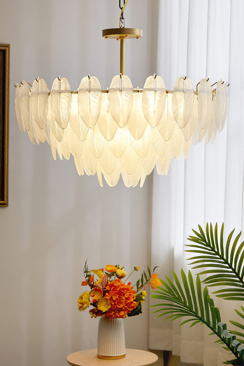 Texture Glass Leaf Chandelier - everlamps