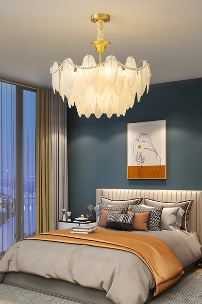 Texture Glass Leaf Chandelier - everlamps