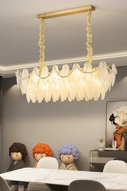 Texture Glass Leaf Chandelier - everlamps