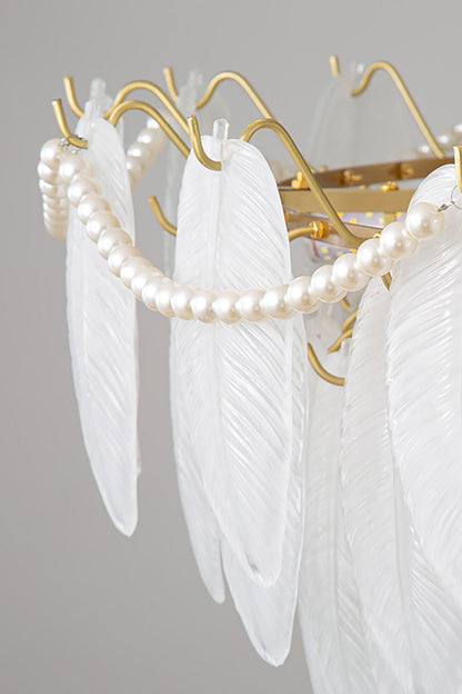 Texture Glass Leaf Chandelier - everlamps