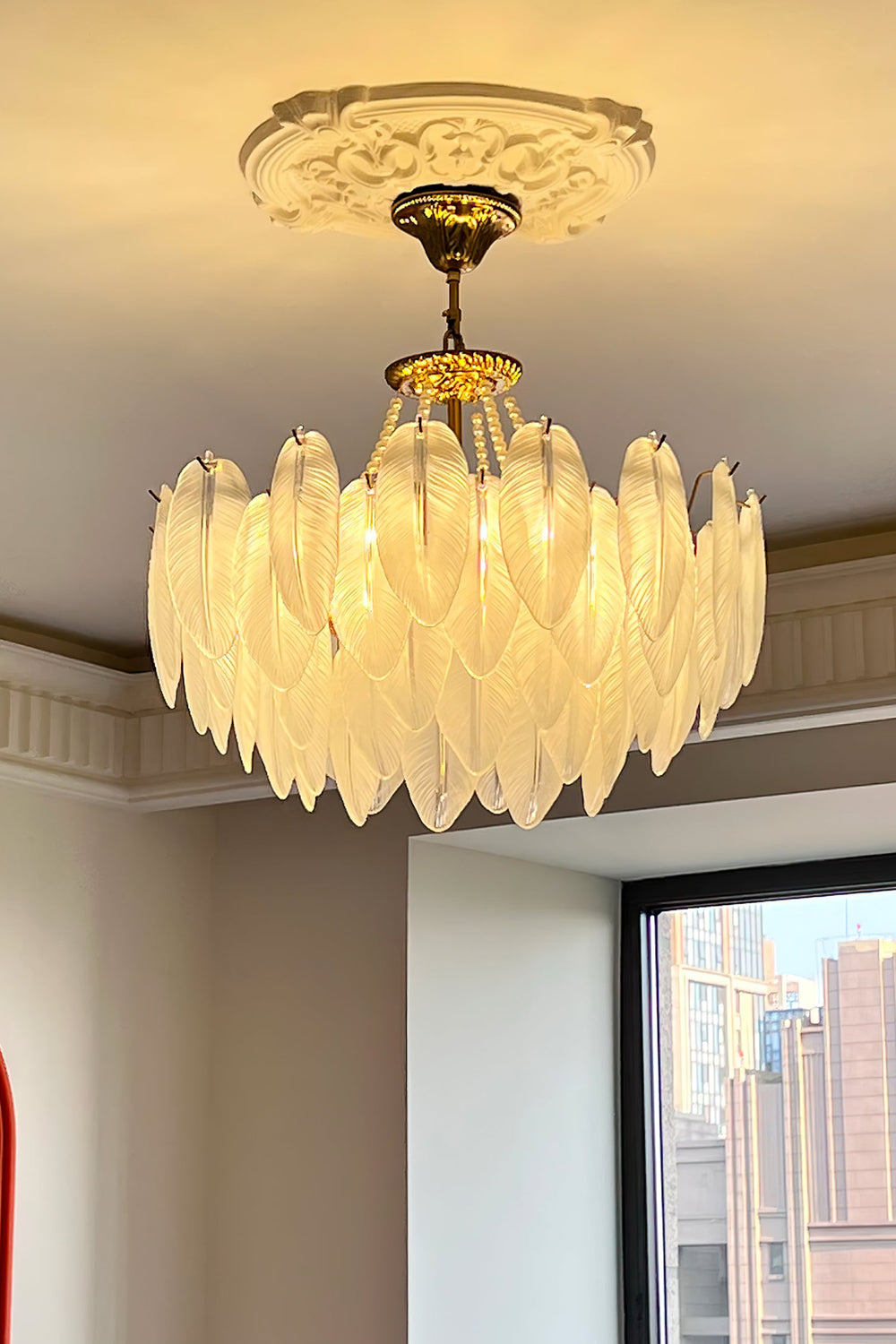 Texture Glass Leaf Chandelier - everlamps