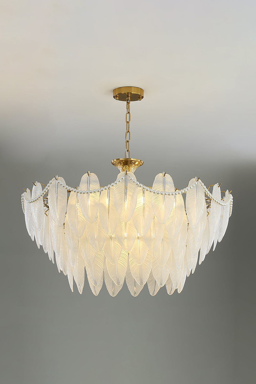 Texture Glass Leaf Chandelier - everlamps