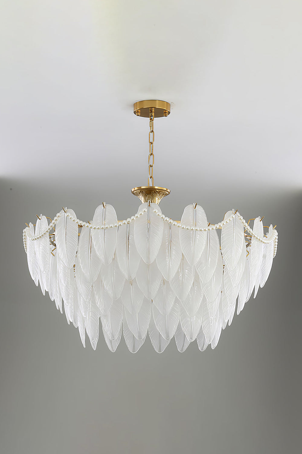 Texture Glass Leaf Chandelier - everlamps