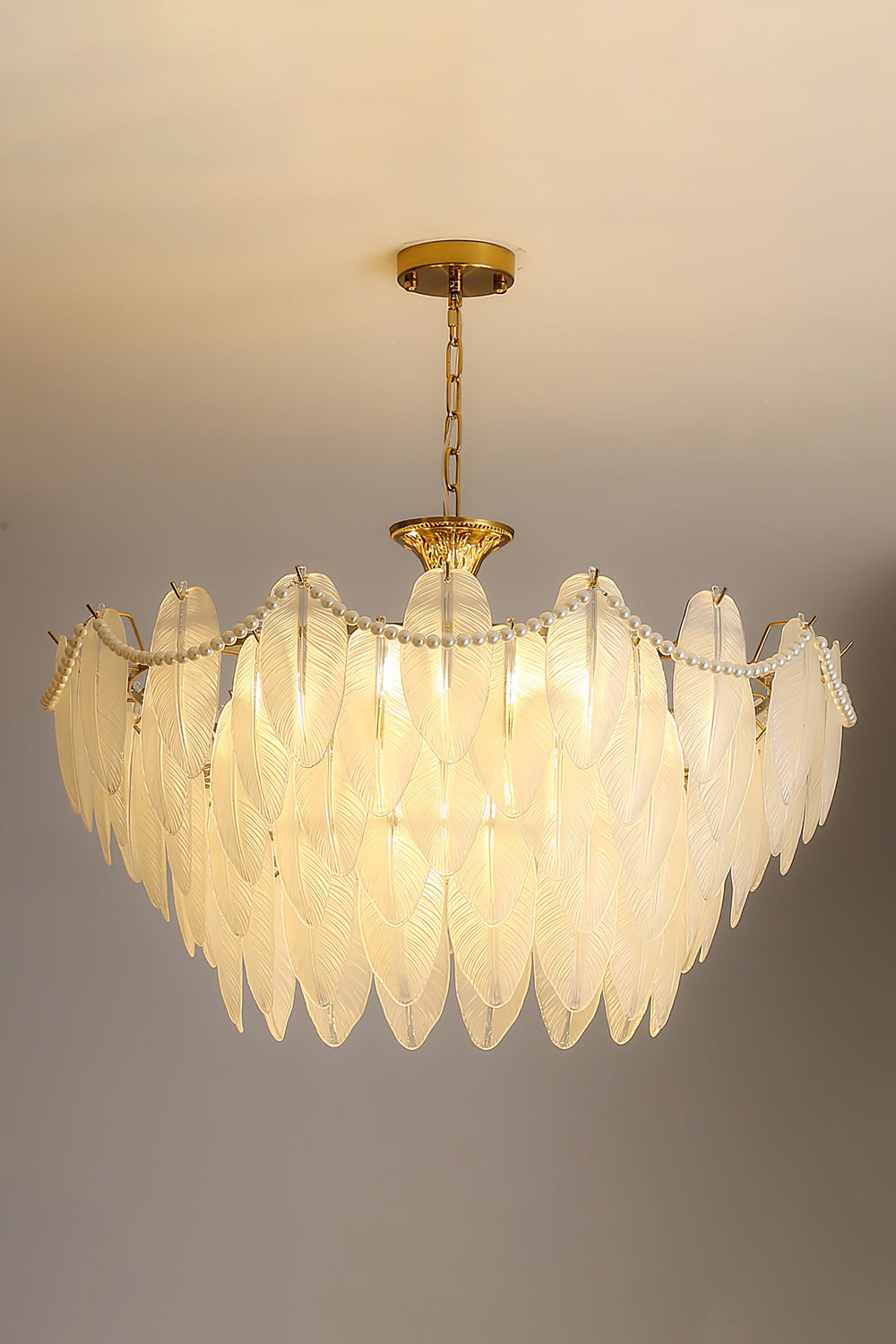 Texture Glass Leaf Chandelier - everlamps