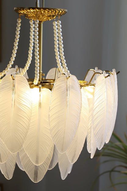 Texture Glass Leaf Chandelier - everlamps