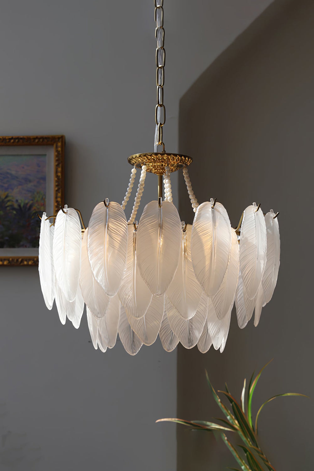 Texture Glass Leaf Chandelier - everlamps