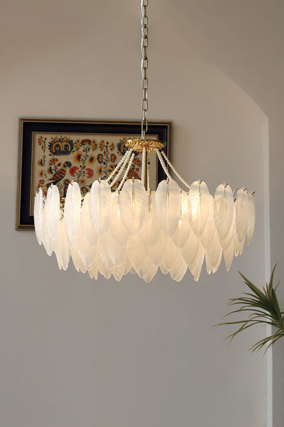 Texture Glass Leaf Chandelier - everlamps
