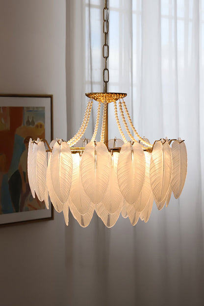 Texture Glass Leaf Chandelier - everlamps