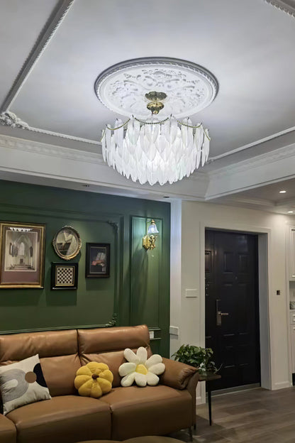 Texture Glass Leaf Chandelier - everlamps