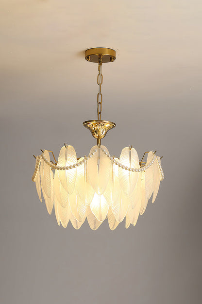 Texture Glass Leaf Chandelier - everlamps