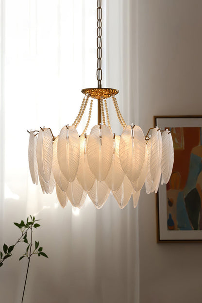 Texture Glass Leaf Chandelier - everlamps