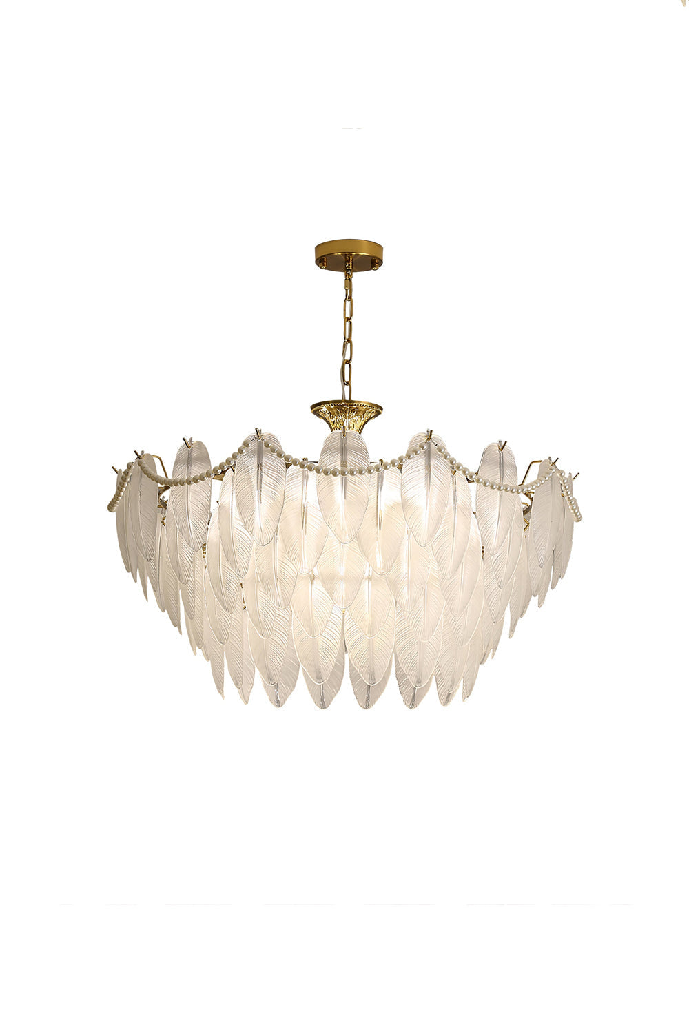 Texture Glass Leaf Chandelier - everlamps
