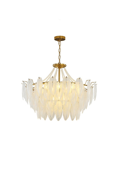 Texture Glass Leaf Chandelier - everlamps