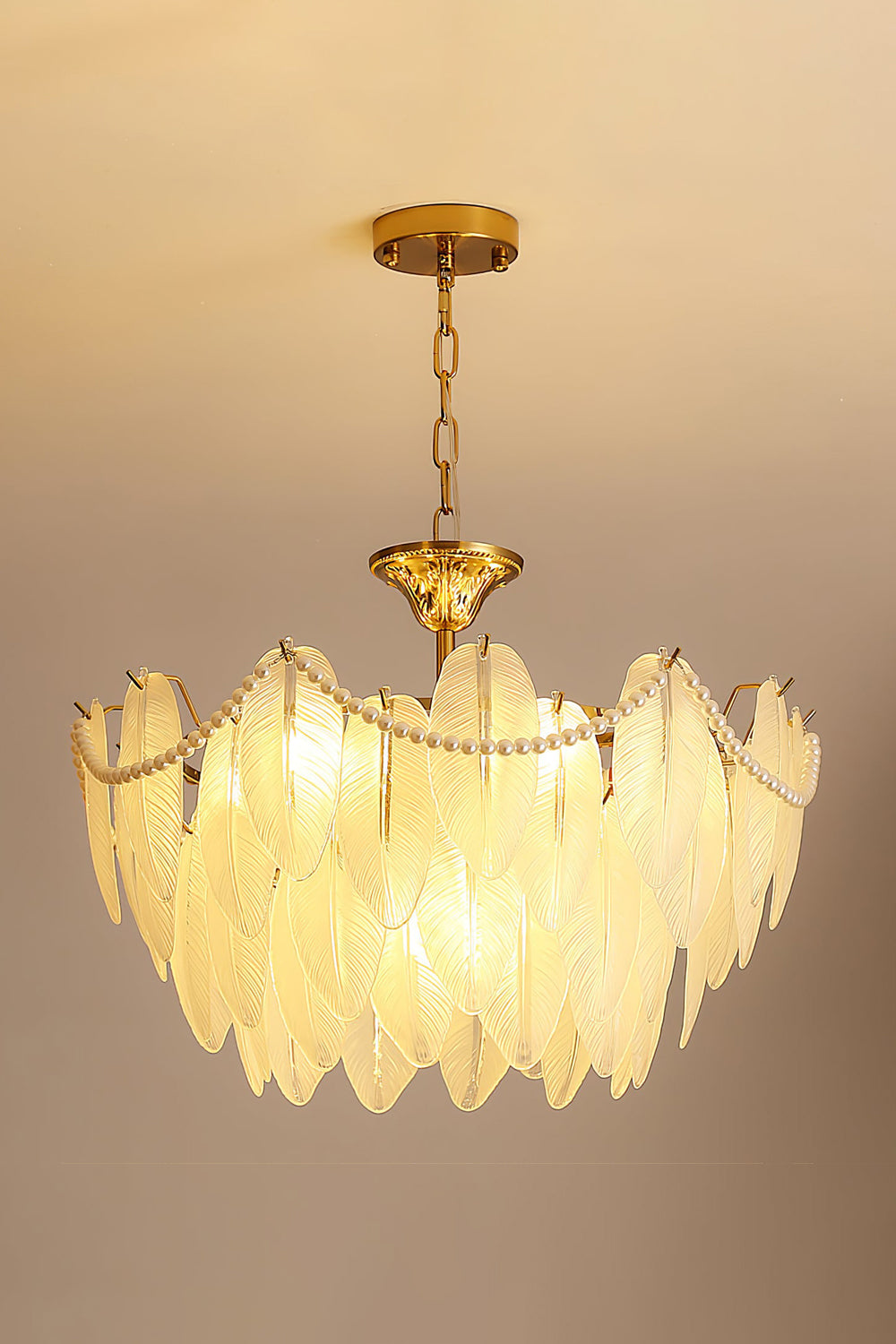 Texture Glass Leaf Chandelier - everlamps