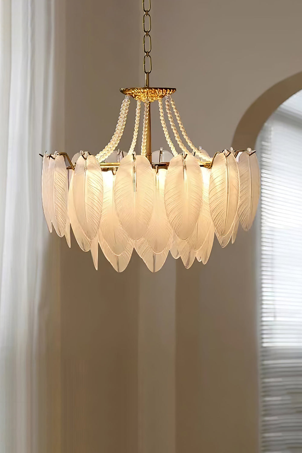 Texture Glass Leaf Chandelier - everlamps