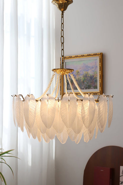 Texture Glass Leaf Chandelier - everlamps