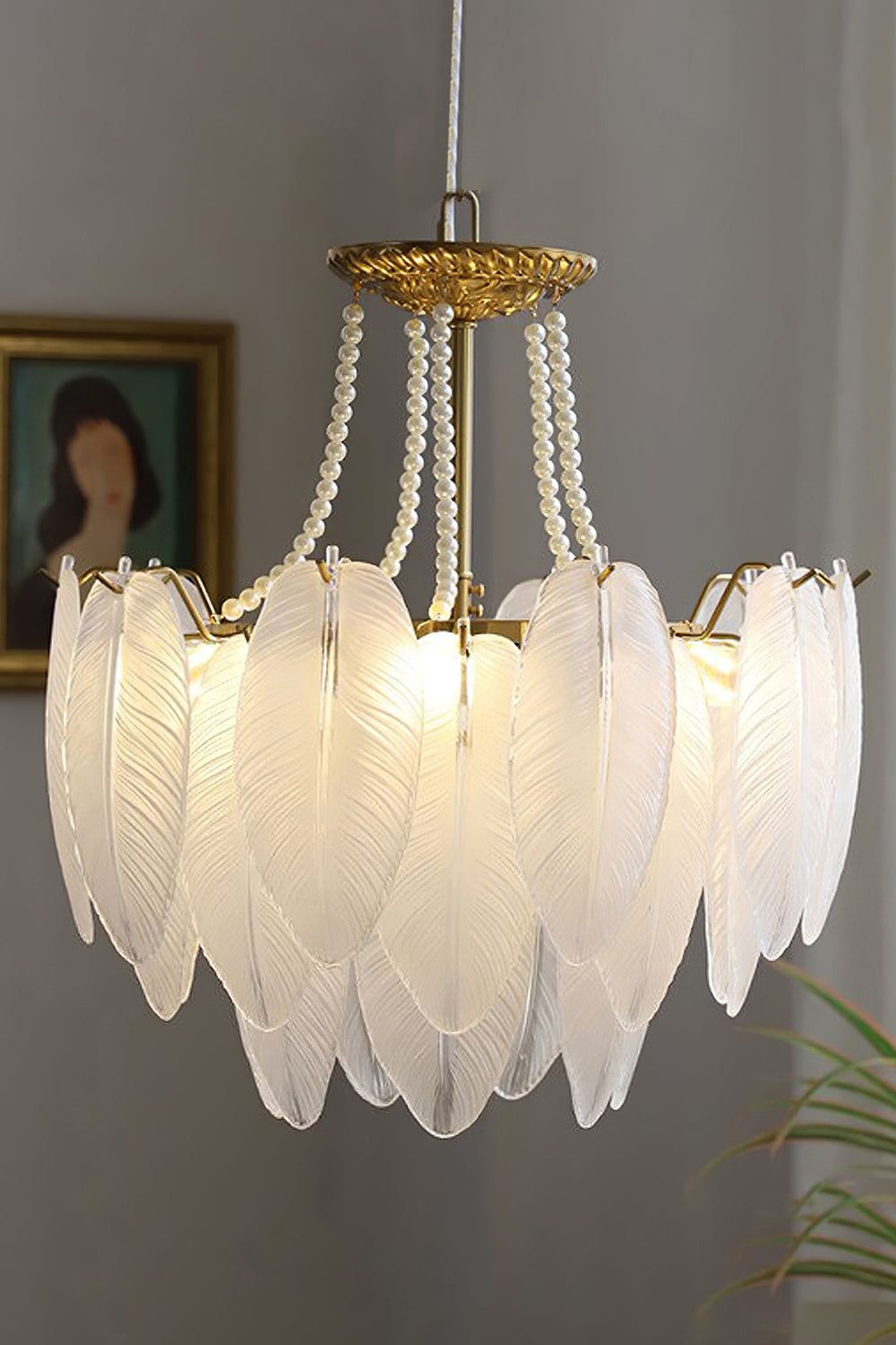Texture Glass Leaf Chandelier - everlamps