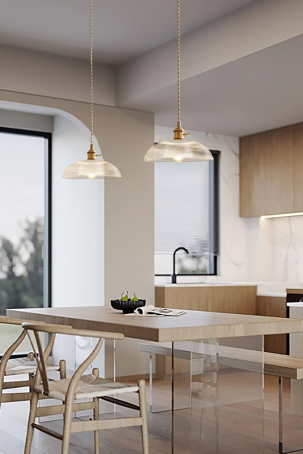 Textured Dome Glass Pendant Light - view 7 | everlamps