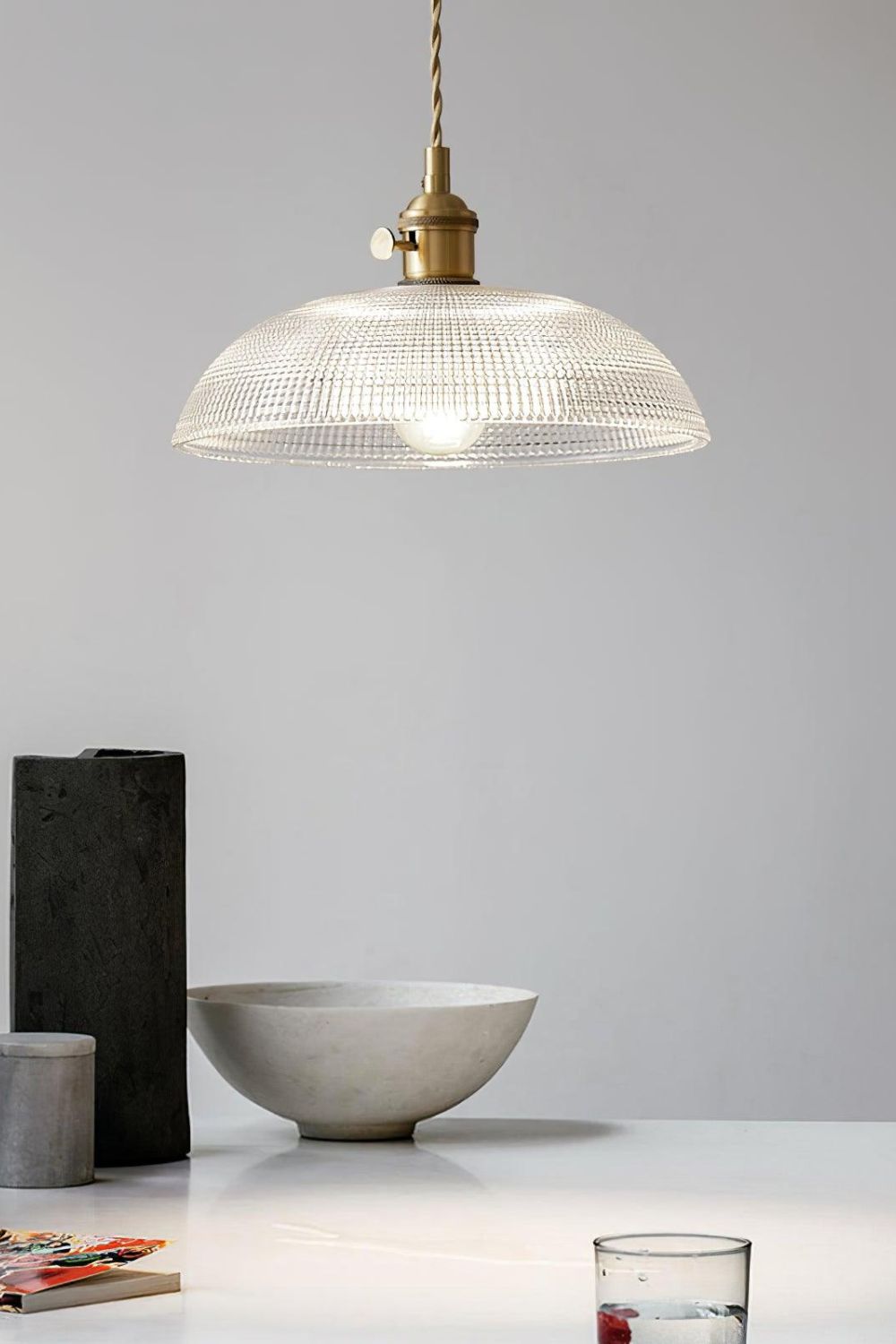Textured Dome Glass Pendant Light - view 3 | everlamps