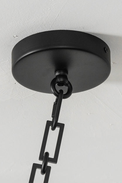 Thalia Alabaster Spherical Chain Chandelier ceiling mount with black chain links