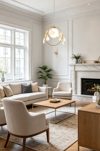 The Golden Gingko Halo Pendant Light for Living room | vexa lamps