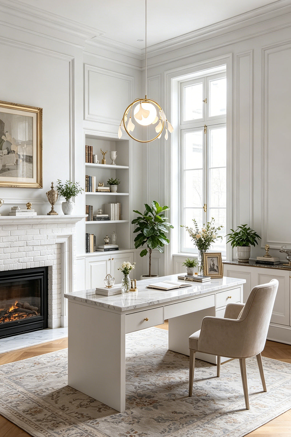 The Golden Gingko Halo Pendant Light for Den/Study| vexa lamps