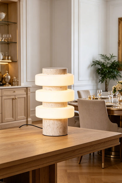 The Strata Stone Pillar Table Lamp for Dining Room | vexa lamps