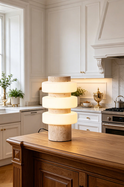 The Strata Stone Pillar Table Lamp for Kitchen | vexa lamps