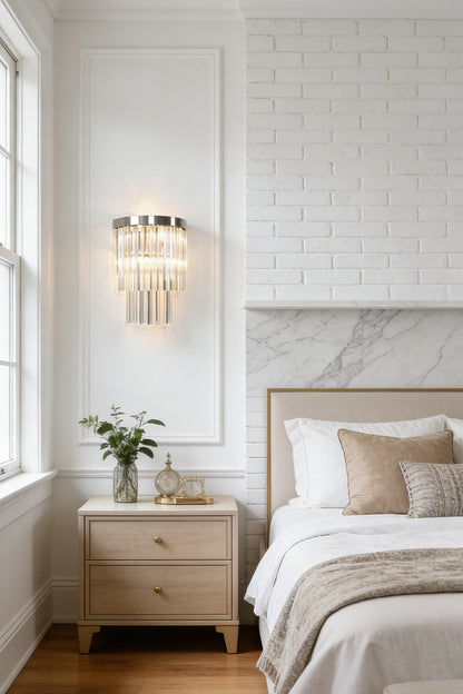 Unlit tiered column glass wall light | Metal, Glass | Angled product shot | everlamps